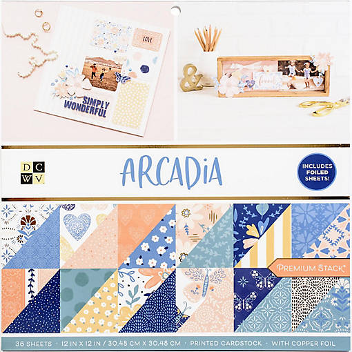 DCWV Double-Sided Cardstock Stack 12"X12" 36/Pkg-Arcadia, W/Copper Foil