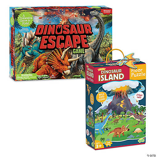Dinosaur Escape Game and Dinosaur Island Puzzle: Set of 2
