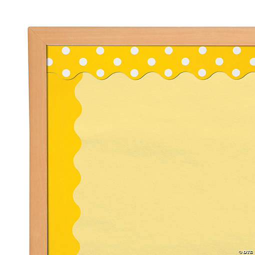 Double-Sided Solid &amp; Polka Dot Bulletin Board Borders - Yellow - 12 Pc.