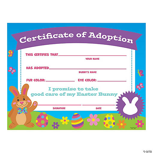 Easter Bunny Adoption Certificates - 12 Pc.