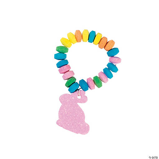 Easter Candy Stretchable Bunny Bracelets - 12 Pc. | Assorted Fruit Flavors