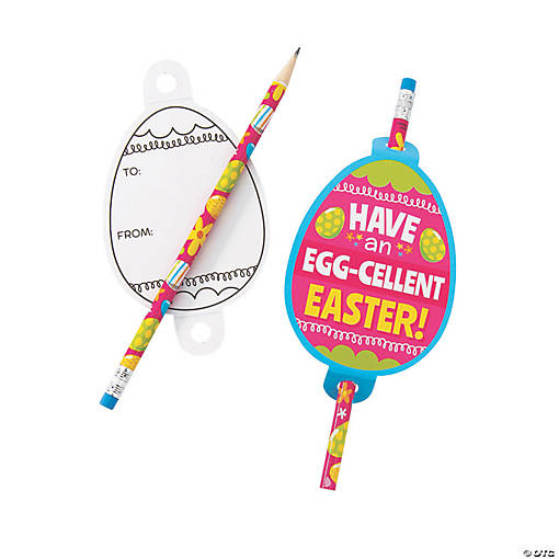 Easter Pencils with Egg-Shaped Card - 24 Pc.