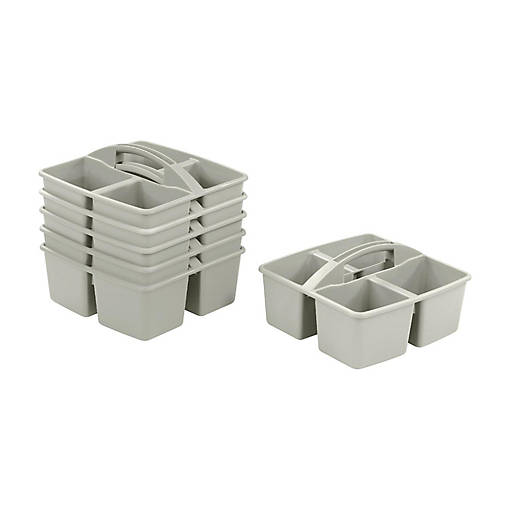 ECR4Kids 4-Compartment Medium Caddy, Grey, 6-Pack