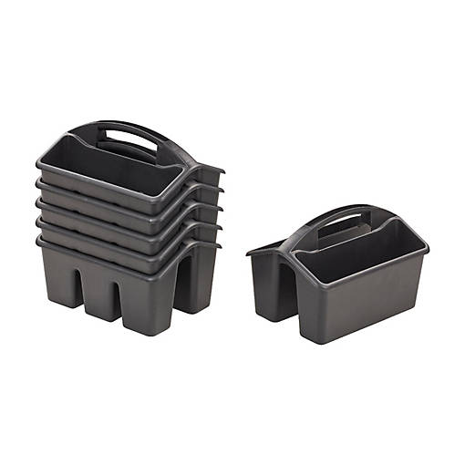 ECR4Kids 4-Compartment Small Caddy, Black, 6-Pack