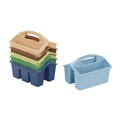 ECR4Kids 4-Compartment Small Caddy, Earthtone, 6-Pack