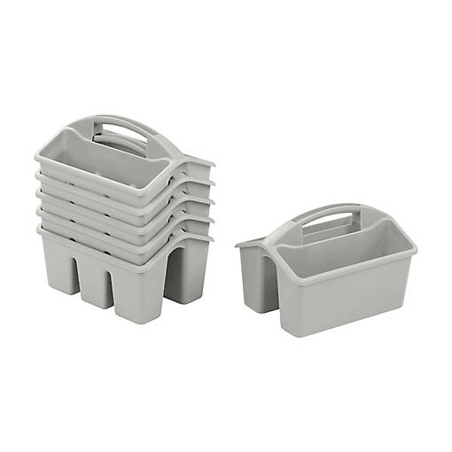 ECR4Kids 4-Compartment Small Caddy, Grey, 6-Pack
