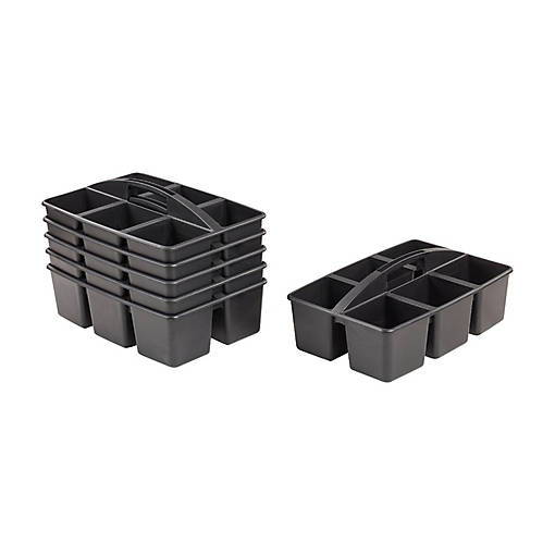 ECR4Kids 6-Compartment Large Caddy, Black, 6-Pack