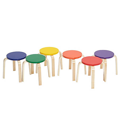 ECR4Kids Bentwood Stackable Stools, Assorted, 6-Piece
