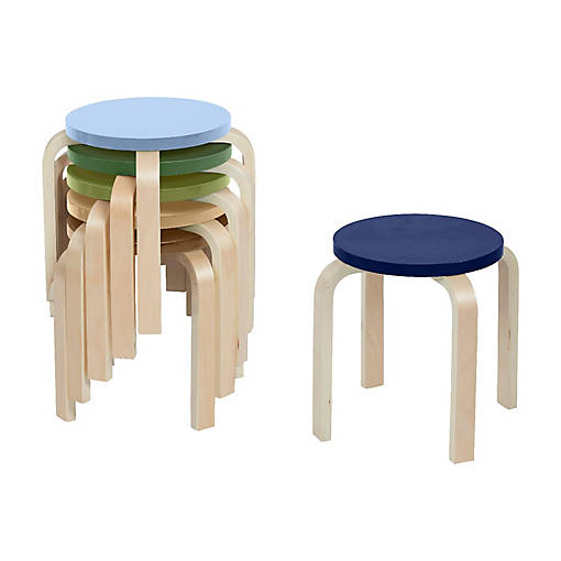 ECR4Kids Bentwood Stackable Stools, Earthtone, 6-Piece