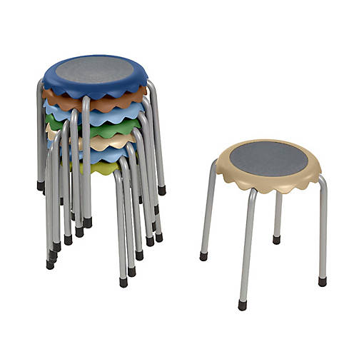 ECR4Kids Daisy Stackable Stool Set, Earthtone, 8-Piece