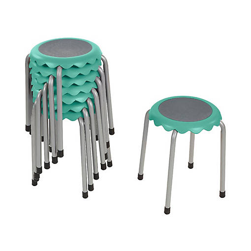 ECR4Kids Daisy Stackable Stool Set, Seafoam, 8-Piece