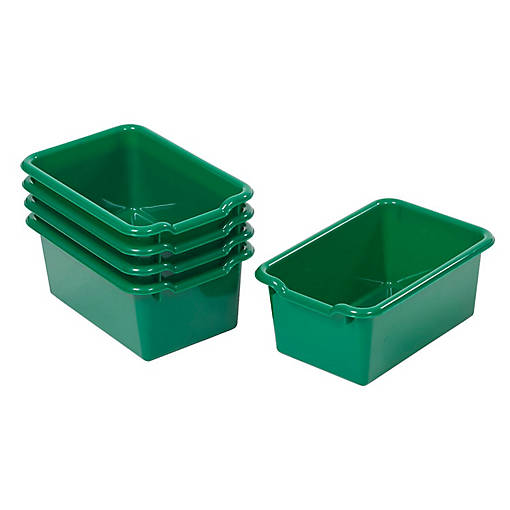 ECR4Kids Scoop Front Storage Bin, Green, 5-Piece