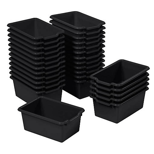 ECR4Kids Scoop Front Storage Bin, Multipurpose Organization, Black, 30-Piece