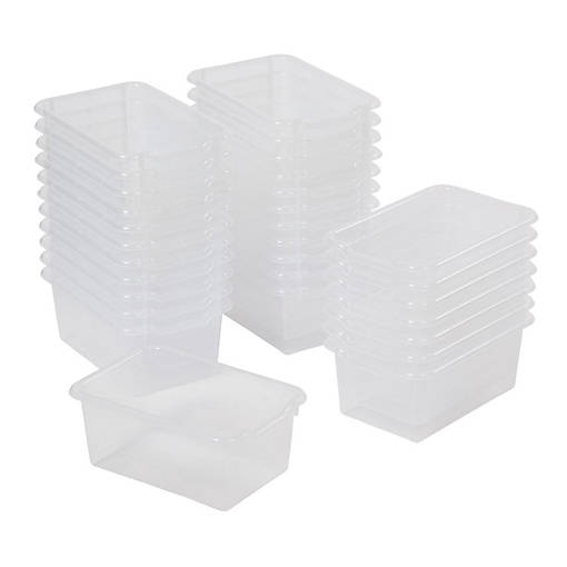 ECR4Kids Scoop Front Storage Bin, Multipurpose Organization, Clear, 30-Piece