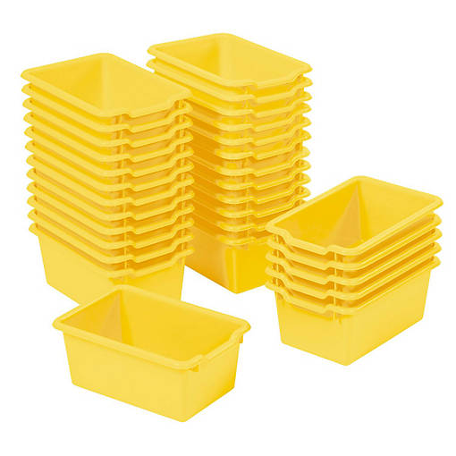 ECR4Kids Scoop Front Storage Bin, Multipurpose Organization, Yellow, 30-Piece