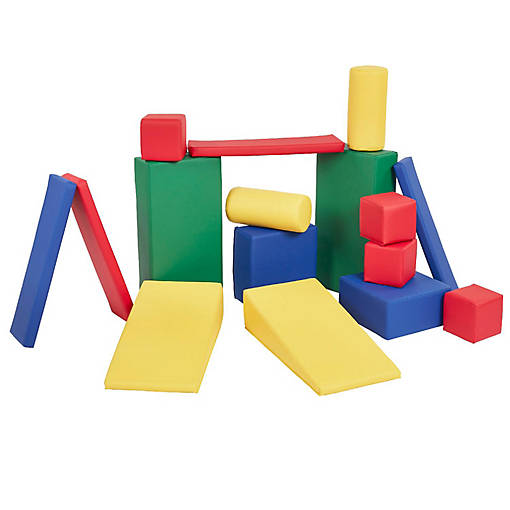 ECR4Kids SoftZone Soft Builder Blocks, Assorted, 16-Piece