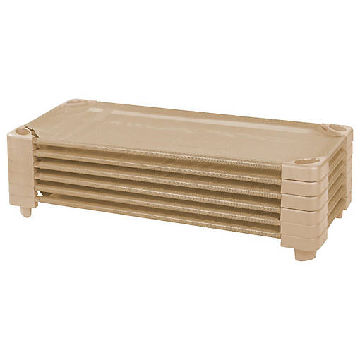 ECR4Kids Stackable Kiddie Cot, Standard Size, Sand, 6-Pack