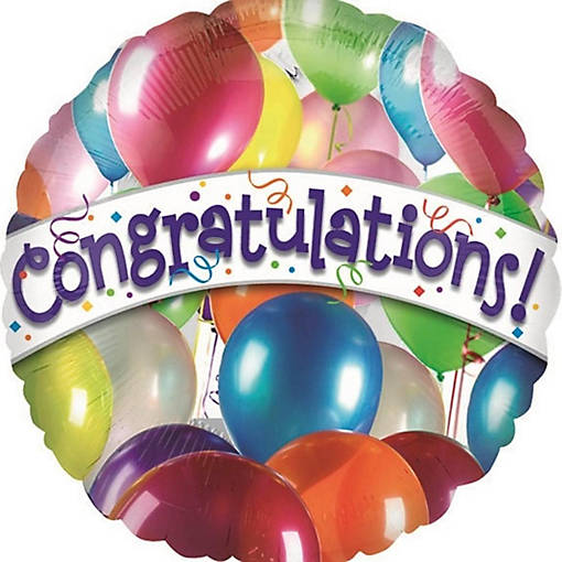 Edge Collections - 18" - Multicolor - Congratulations Balloons