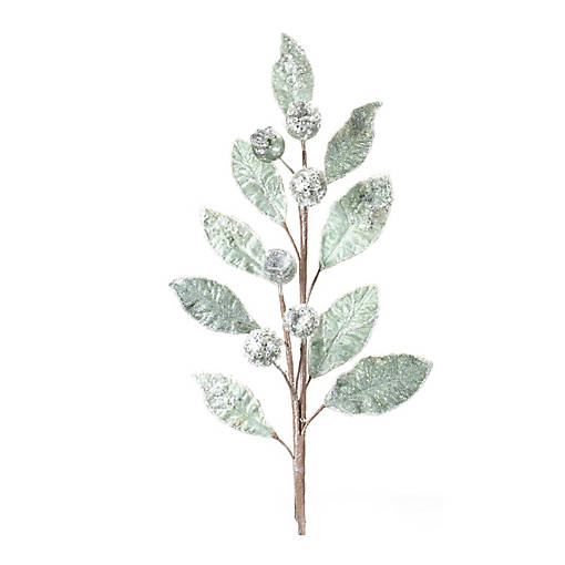 Edge Collections - 24" - Green - Glittered Pod Leaf Spray!