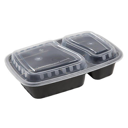 Edge Collections  - 32" - 2 Compartment Black Containers and Lids!
