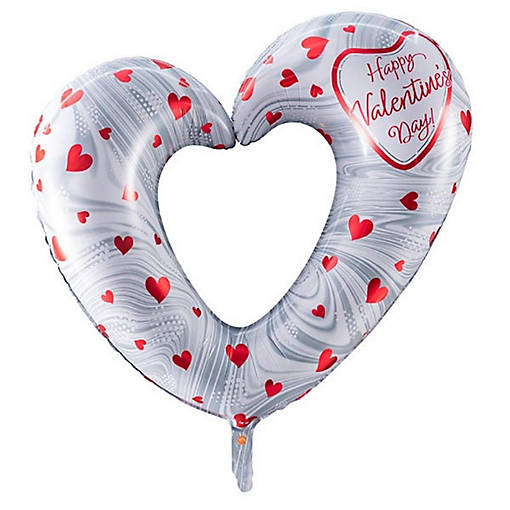 Edge Collections - 42" - Silver - Heart Balloon