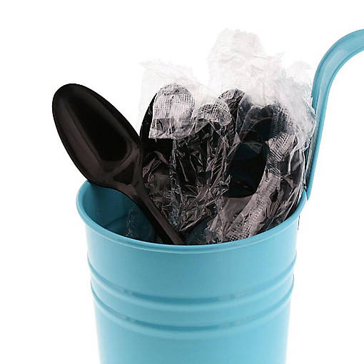 Edge Collections  - Medium Weight Black Polypropylene Individually Wrapped Teaspoons!