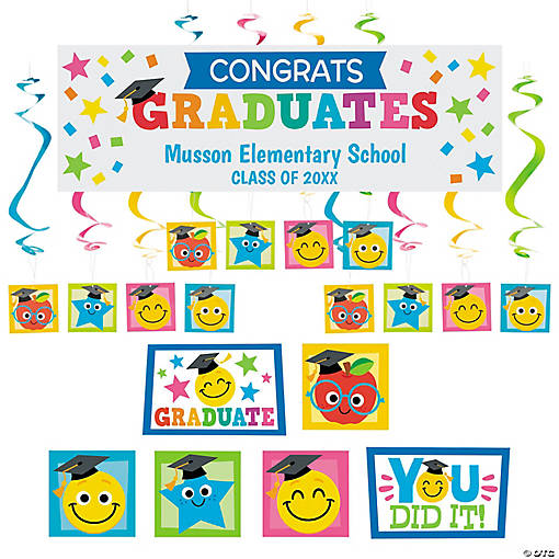 Elementary Graduation Decorating Kit with Personalized Large Banner