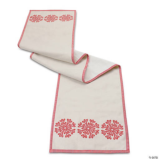 Embroidered Snowflake Table Runner 72"L X 14"W Polyester