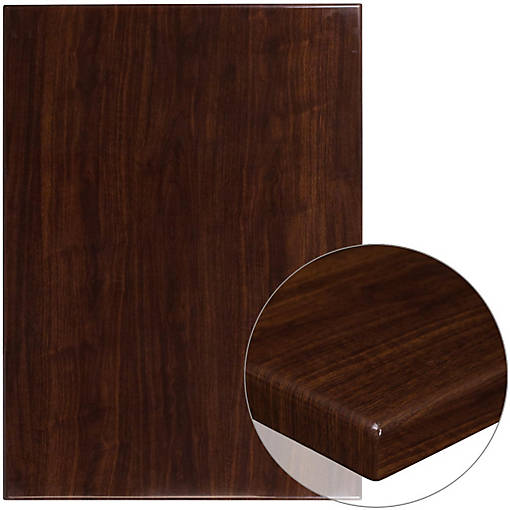 Emma + Oliver 30" x 42" Rectangular High-Gloss Walnut Resin Table Top