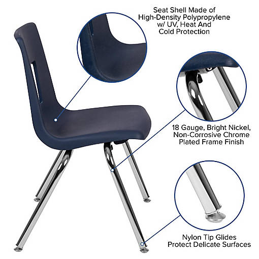 Emma + Oliver 4-pack Navy Student Stack School Chair - 16-inch