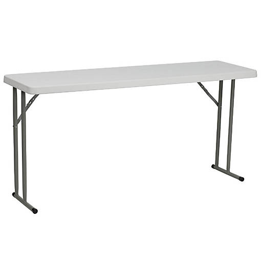 Emma + Oliver 5-Foot Rectangle Granite White Plastic Folding Training / Seminar Table