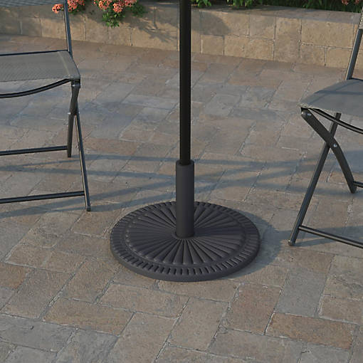 Emma + Oliver Black Patio Umbrella Base