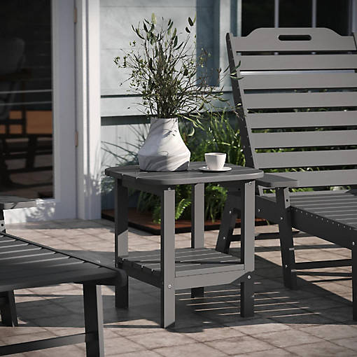 Emma + Oliver Gray 2 Tier Patio Side Table