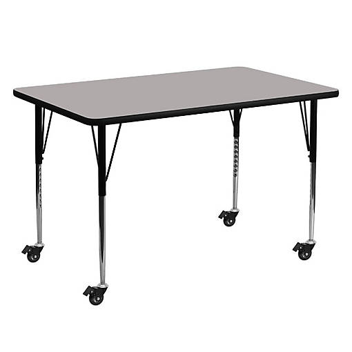 Emma + Oliver Mobile 30x60 Grey HP Laminate Adjustable Activity Table