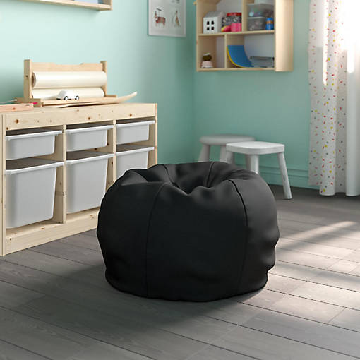 Emma + Oliver Solid Black Bean Bag Chair