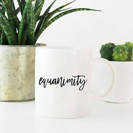 Equanimity Black Calligraphy Ceramic Mug