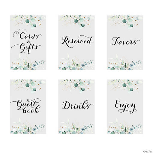 Eucalyptus Wedding Table Signs - 6 Pc.
