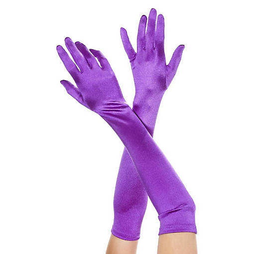Extra Long Satin Gloves - Purple