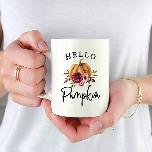 Fall 11oz. Ceramic Mug, Hello Pumpkin