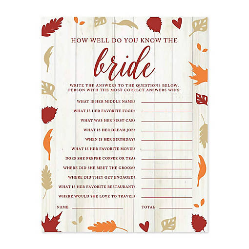 Fall Leaves Know the Bride Game, 20pk