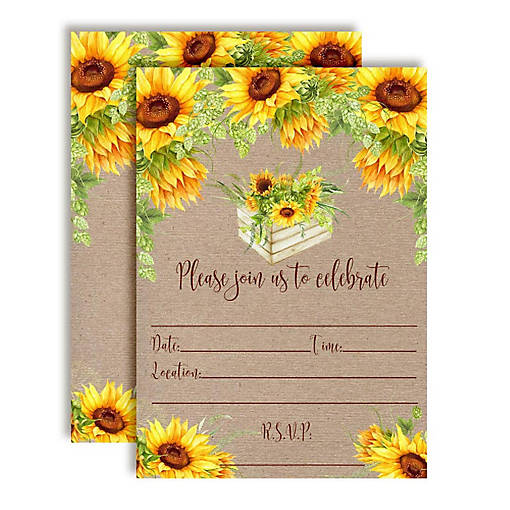 Fall Sunflower Invitations 40pc. by AmandaCreation