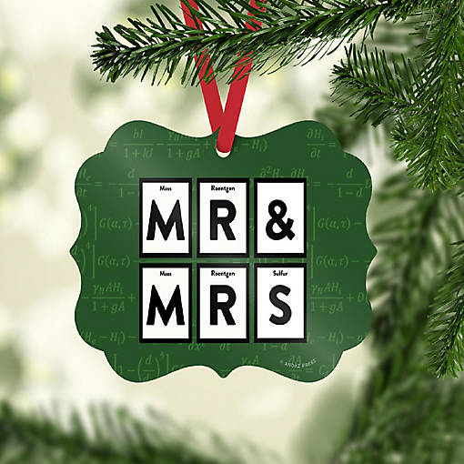 Fancy Frame Metal Ornament Mr. &amp; Mrs.