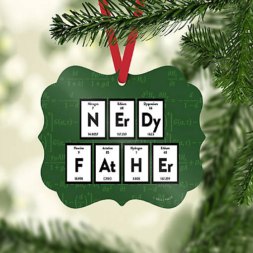 Fancy Frame Metal Ornament Nerdy Father