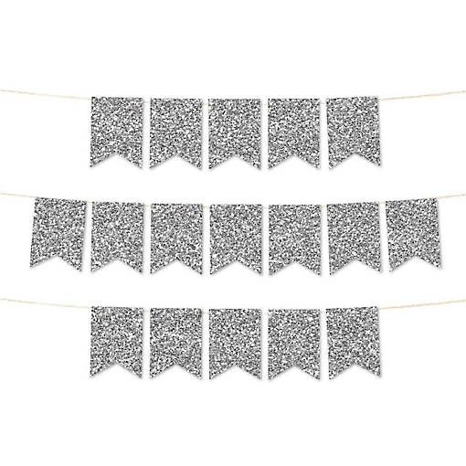 Faux Silver Glitter Pennant