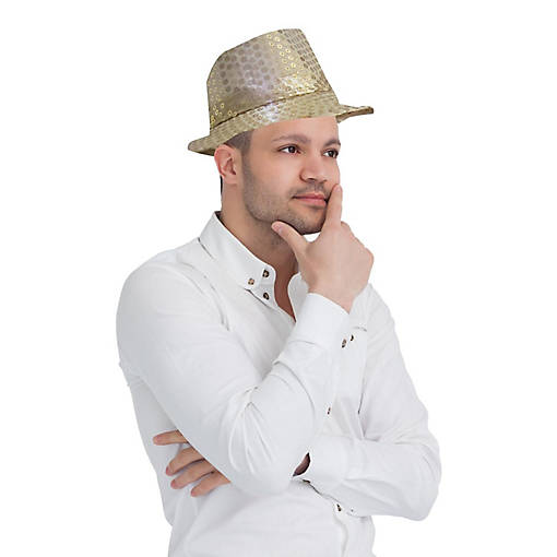Fedora Hat W. LED Lights - Gold