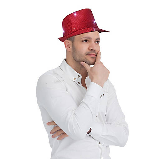 Fedora Hat W. LED Lights - Red