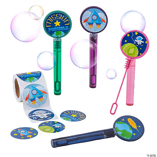 Flat Bubble Tubes with Outer Space Stickers - 25 Pc.