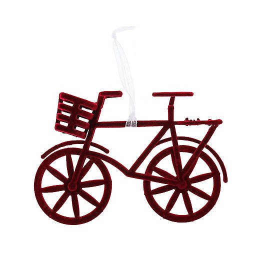 Flocked Red Bicycle Ornament