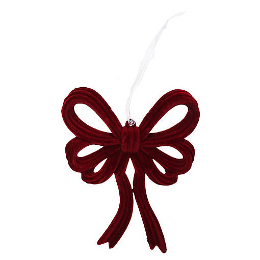Flocked Red Bow Ornament