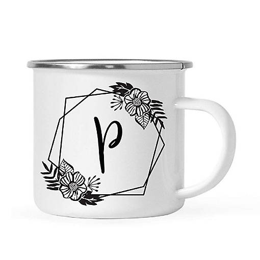 Floral Monogram P 11oz Campfire Mug